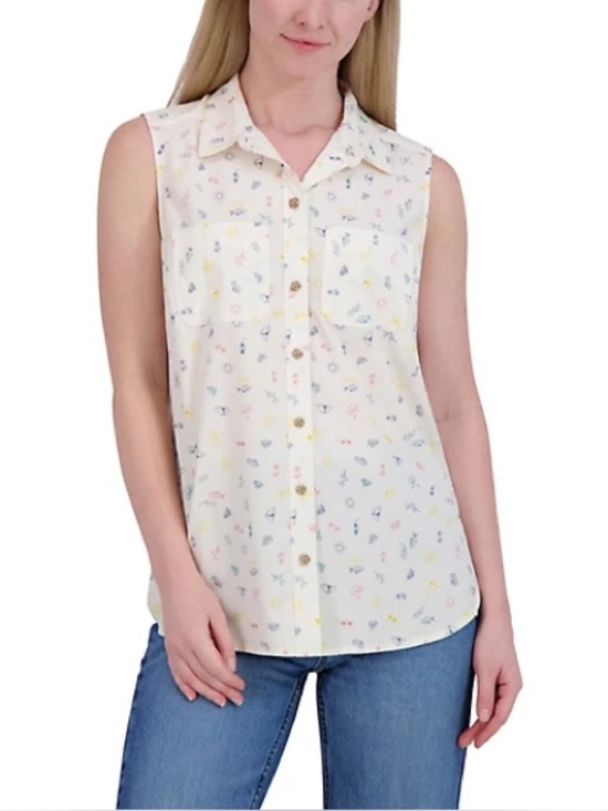 Eddie Bauer Tops - Eddie Bauer Performance Woven Shirt Womens M Coastal Beach Vacation Golf L20